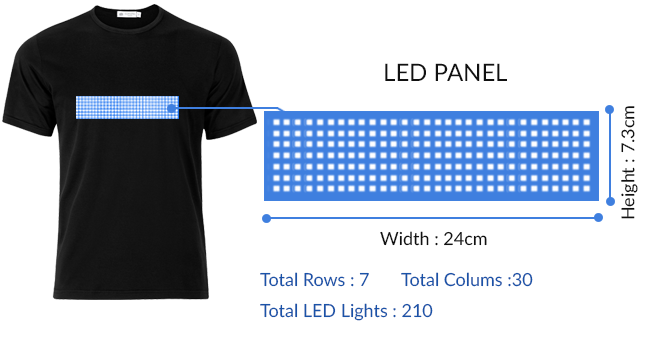 led t-shirt with programmable bluetooth text